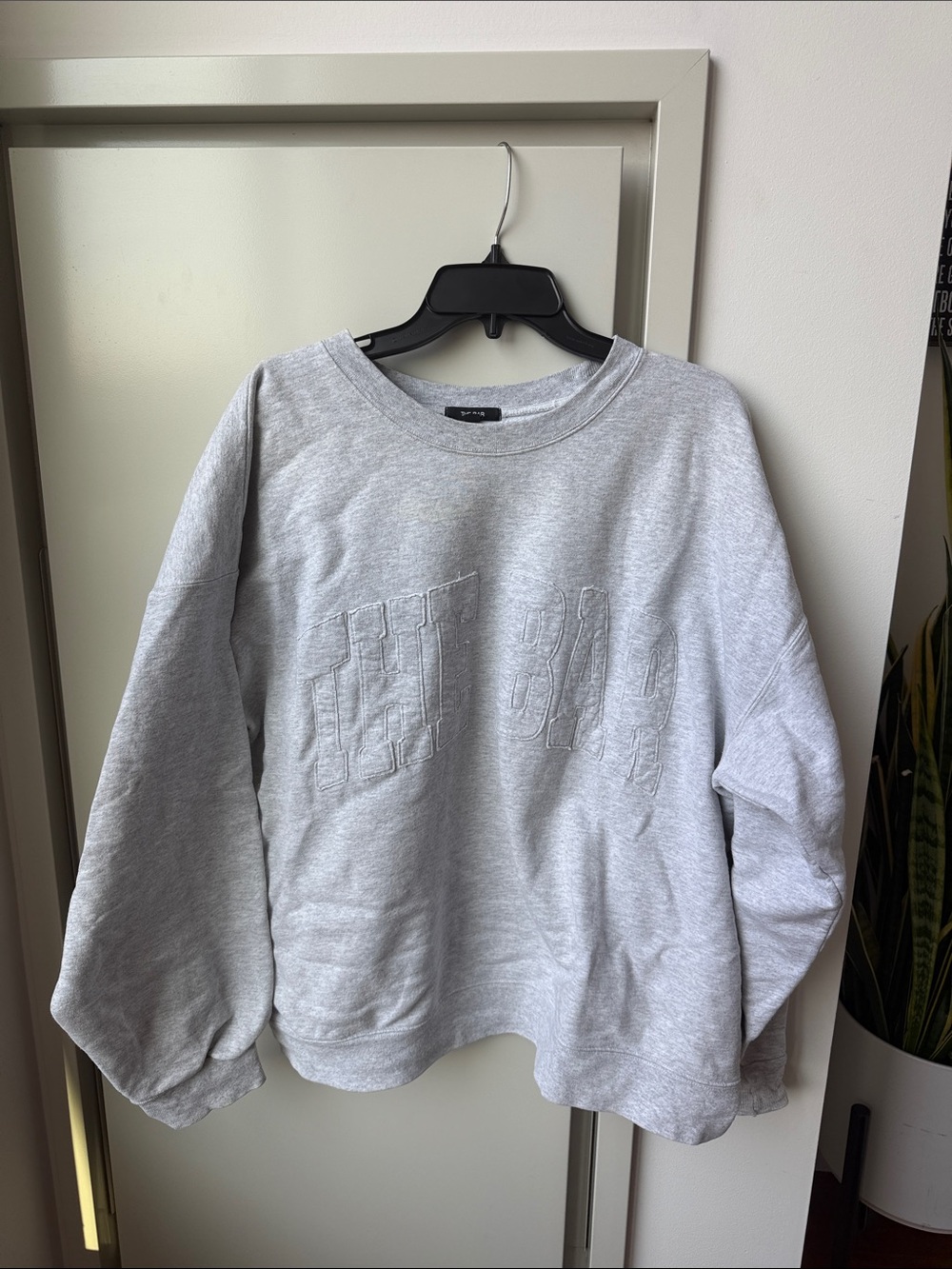 The Bar Light Gray Embroidered Crewneck Sweatshirt